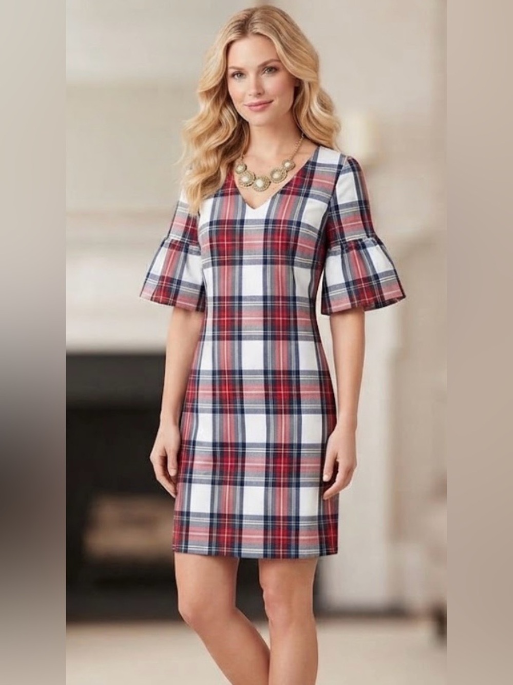 Vineyard Vines Jolly Plaid Flutter Sleeve Dress Preppy Holidays NWT